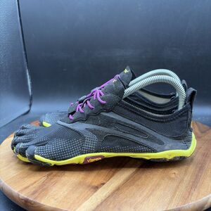 Vibram FiveFingers V-Run Womens Size 7 EU37 Barefoot Running Shoes Black Yellow